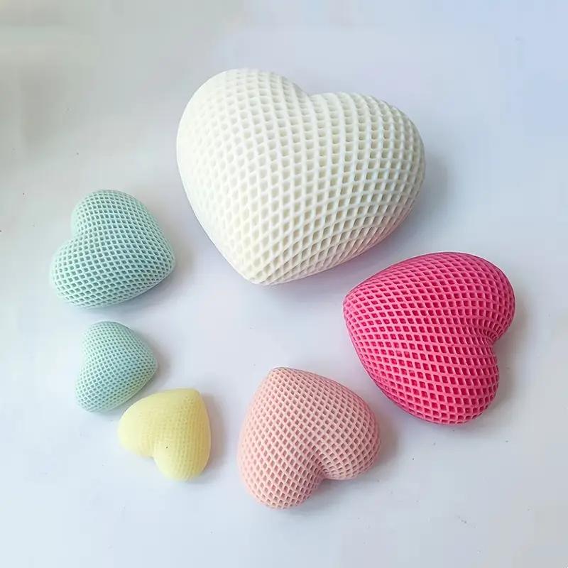 3PCS Frosted Mesh Woven Heart-Shaped Resin Molds for DIY Heart Candles, Clay, Plaster Ornaments, And Silicone Molds for Desktop