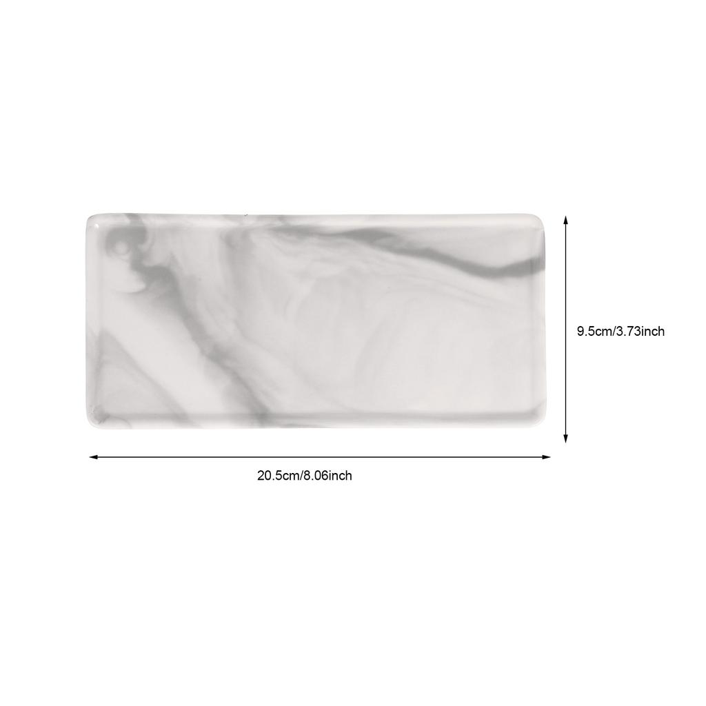 Elegant Stone Texture Ceramic Tray Multifunctional Bathroom Vanity Tray Desktop Organizer Toiletries Storage Decorative