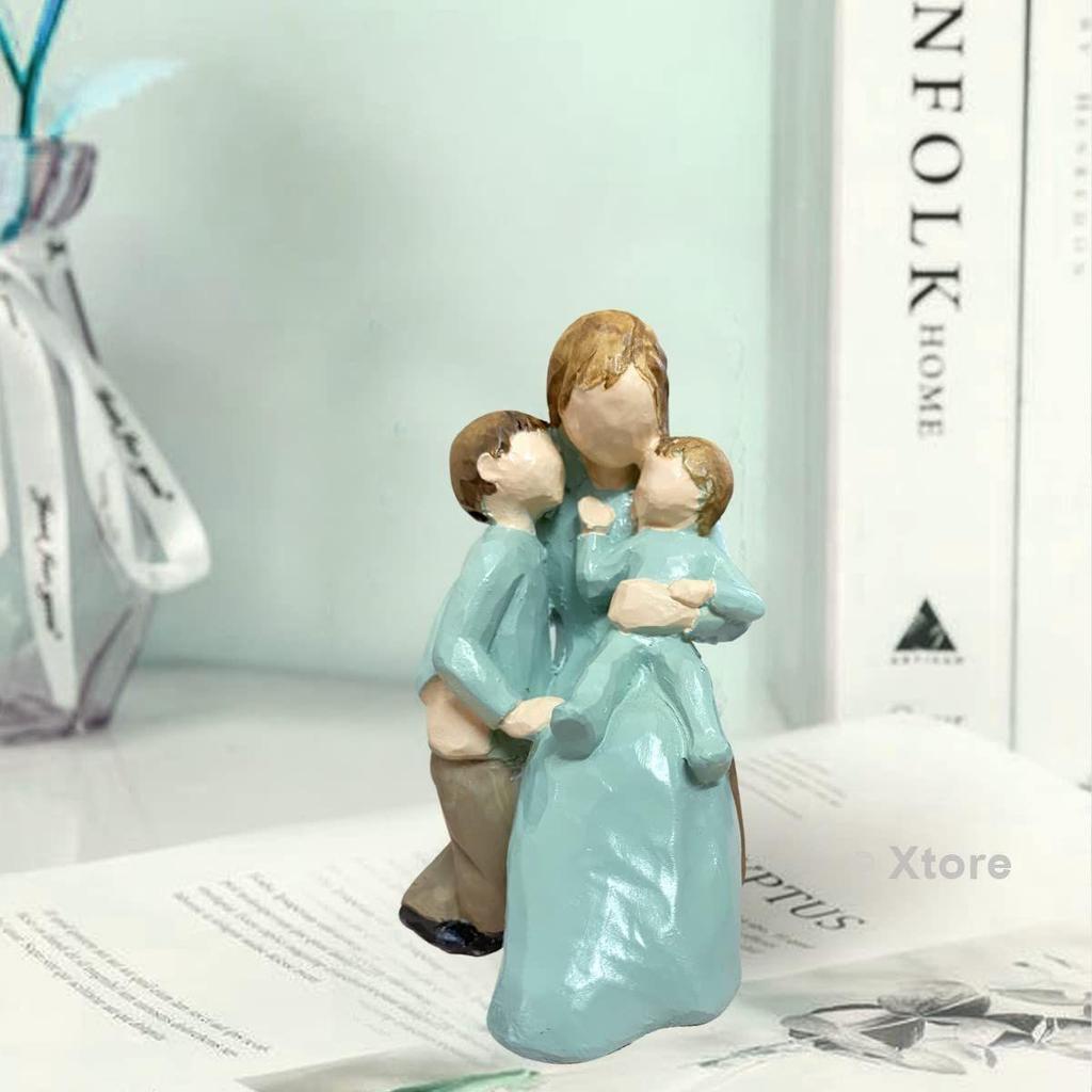 Beautiful Hand Painted Medium Size Resin Miother and Child Statue (Pack of 1, Multicolor)