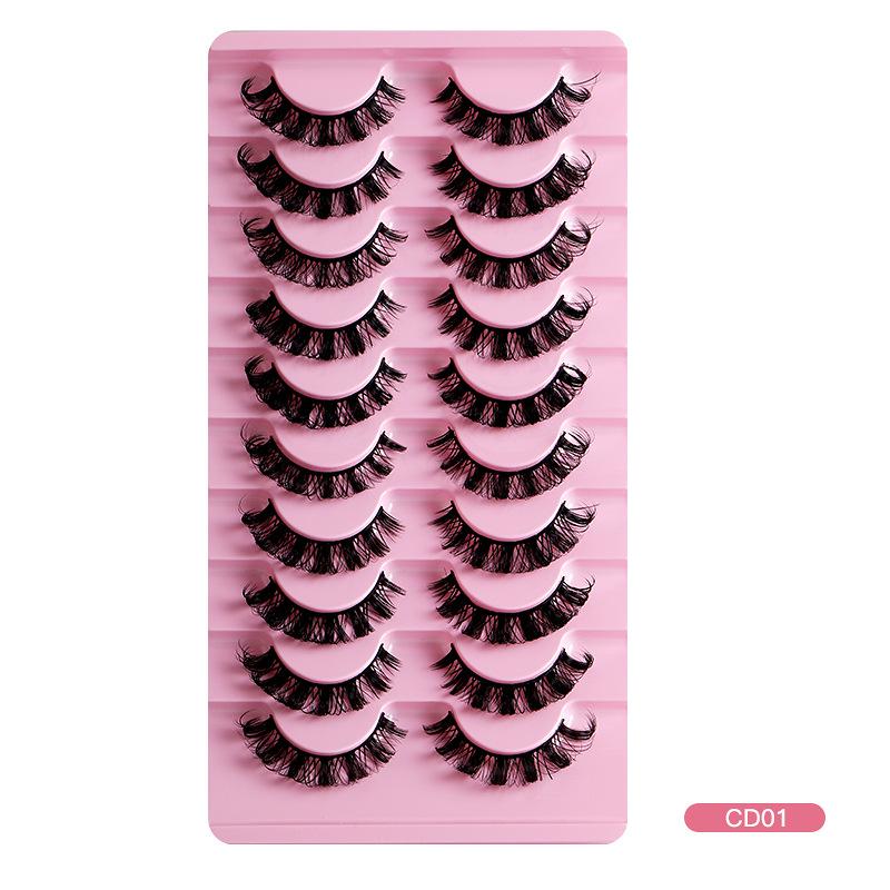10 Pairs Of False Eyelashes, Large Curls, Natural Chemical Fiber Curls, Thick And Natural Eyelashes