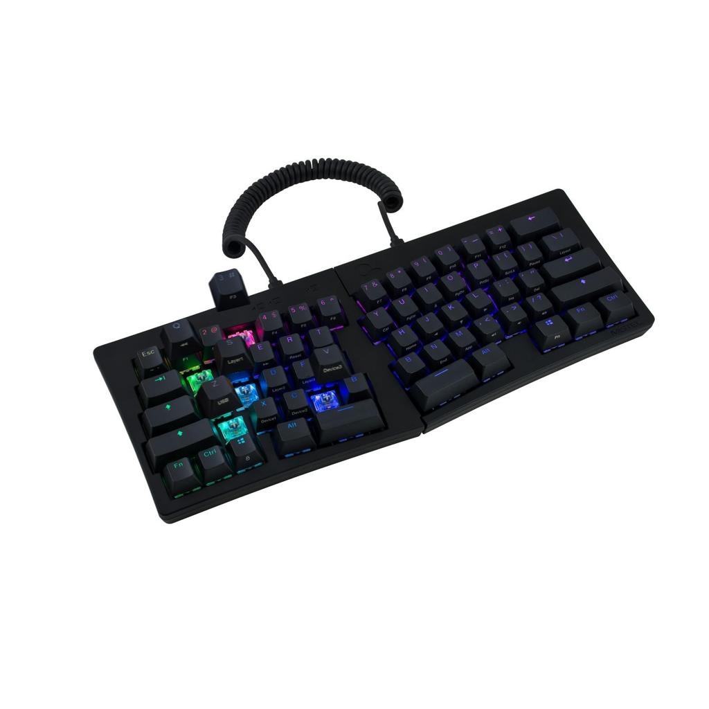 BAROCCOMiSTEL MD600 Alpha Split Wired Bluetooth 64 Black White Double Shot RGB Macro Media Key Support Japanese Distributor (English Layout/Brown