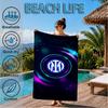 Mi-lan FC Emblem Printed Microfiber Beach Towel, Soft And Absorbent, Quick-Dry, Ideal for Summer Travel, Beach Essential, Swimming Pool