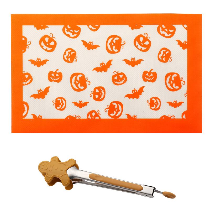 Silikon Bakematte med Juletema Sklisikker Fondantmatte Kjøkkenbenkmatte for Paideig Pizza og Kjeks Ovnskakeformmatte