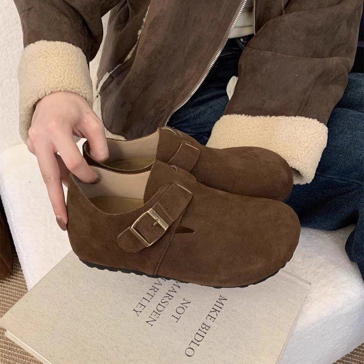 One Pedal Retro Boken Single Shoes 5cm Boken Shoes Women's 2025 Autumn New Thick-soled Heightening Doudou Loafers