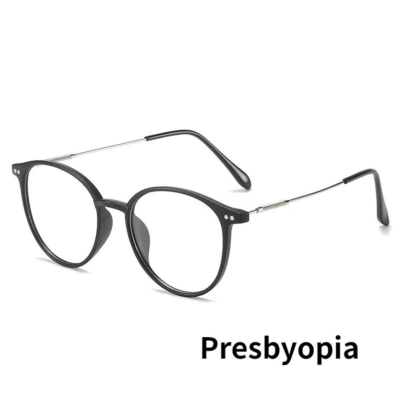 Ladies Round Frame Multifocal Presbyopia Glasses Anti Blue Light Finished Progressive Reading Eyeglasses Prescription Eyewear