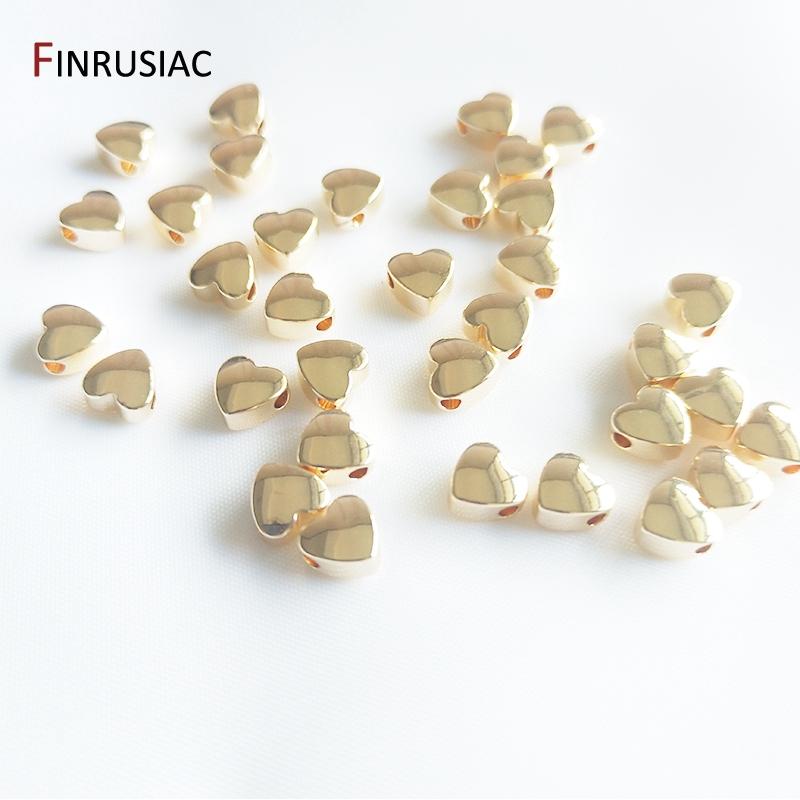 

14K Gold Plated 6mm Heart Beads Spacer Beads Handmade Bracelet Accessories DIY Beaded Material 10 pieces