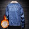 Men's Warm Lamb Wool Fleece-Lined Denim Jacket for Autumn and Winter