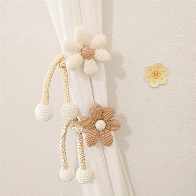 2/4pcs 3D Flower Curtain Ties Car Curtain Ties Curtain Magnetic Ball Tie Rope Bundle Rope Home/Room Decoration