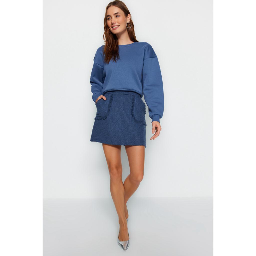 Detailní mini tkaná sukně z Indigo Tweed Fabric Tweed Twoaw24et00204