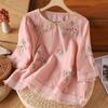 New Style Loose Literary Summer Fresh Retro Embroidered High-end Temperament Button-up Shirt Top