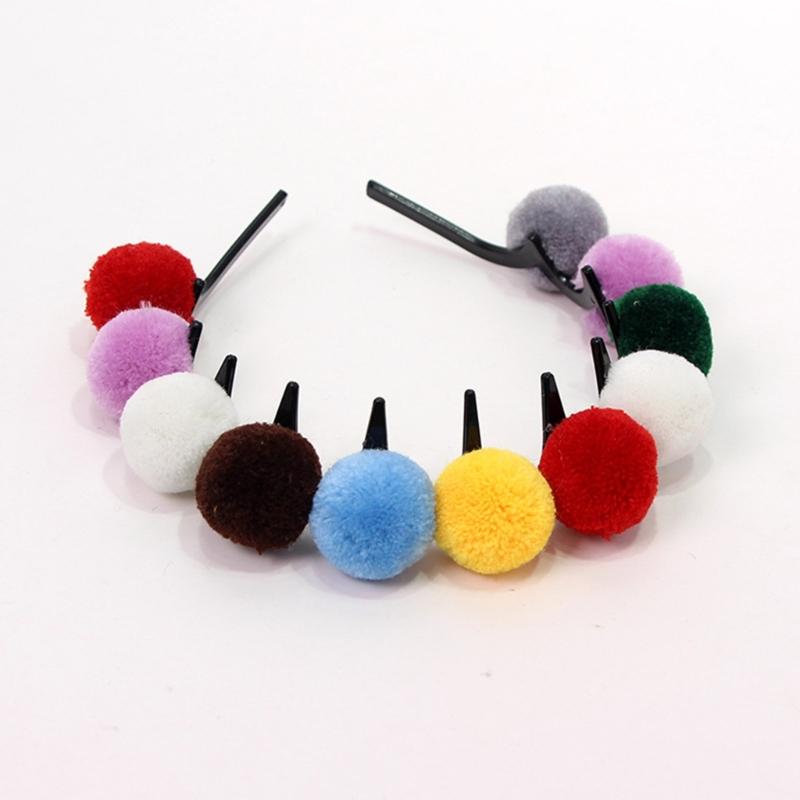 Buntes flauschiges Pompons Stirnband für Karnevalsparty-Kostümzubehör Haarband Festival-Feier Kopfschmuck Alltagskleidung