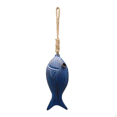 Hanging Fish Sculpture Coastal Ornament Beach Theme Decor Nautical Wooden Wall Art Decors