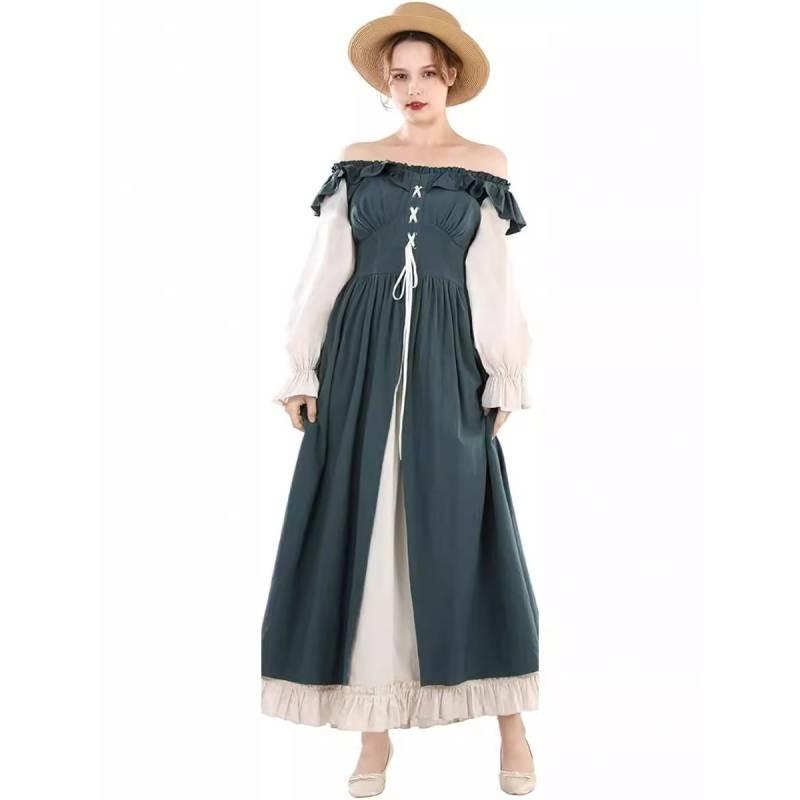 Medieval Renaissance The Lotus Long Sleeves Dresses Cosplay Costume Clothes