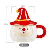 Creative Santa Claus Coffee Cup Elf Cap Ceramic Mug with Lid Exquisite Afternoon Camellia Tea Mug Home Breakfast Milk Cup Gifts