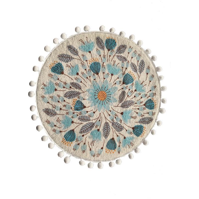 Circular Carpet Home Bedroom Carpet Coffee Table Window Mat Ethnic Style Circular Carpet