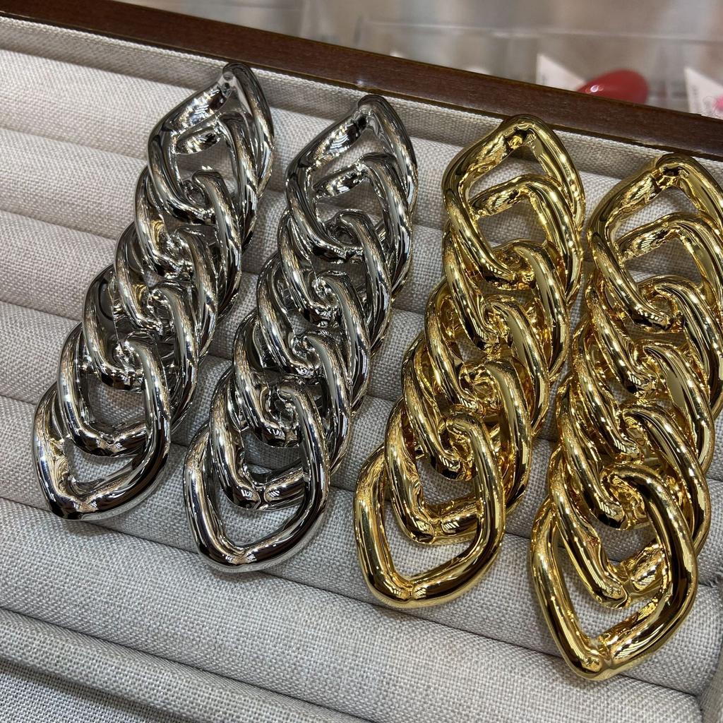Cold Wind Tank Chain Metal Chain Earrings Personalized Versatile Earrings Exaggerated Wind