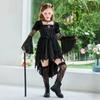 2026 Halloweenský dětský kostým čarodějnice, oblečení pro dívky na jevištní vystoupení, upírský magický démonický šaty s rohy
