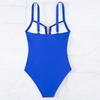 Sexy V Neck One Piece Swimsuit Women Hollow Out Pleate Tummy Control Swimwear Beach Bathing Suit Slim Monokini