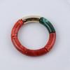 New Mixed Gold Color Tube Beads Acrylic Bracelets Bangles for Women Men Stretch Bamboo Curved Resin Bracelet Stack Jewelry Gifts