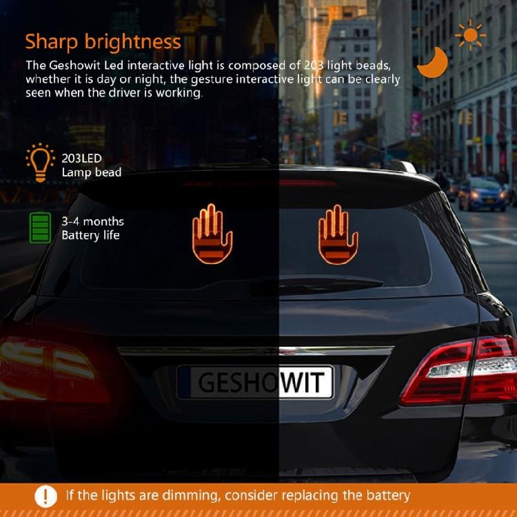 Car Back Window Sign Fun Gesture Finger Light with Remote Hand Gesture Light for Car Road Rage LED Sign Car Accessories