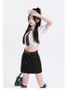 2025 Women's Gray High-Waist A-Line Miniskirt: College Style, Summer Slimming, Anti-Exposure Hip-Hugging Design