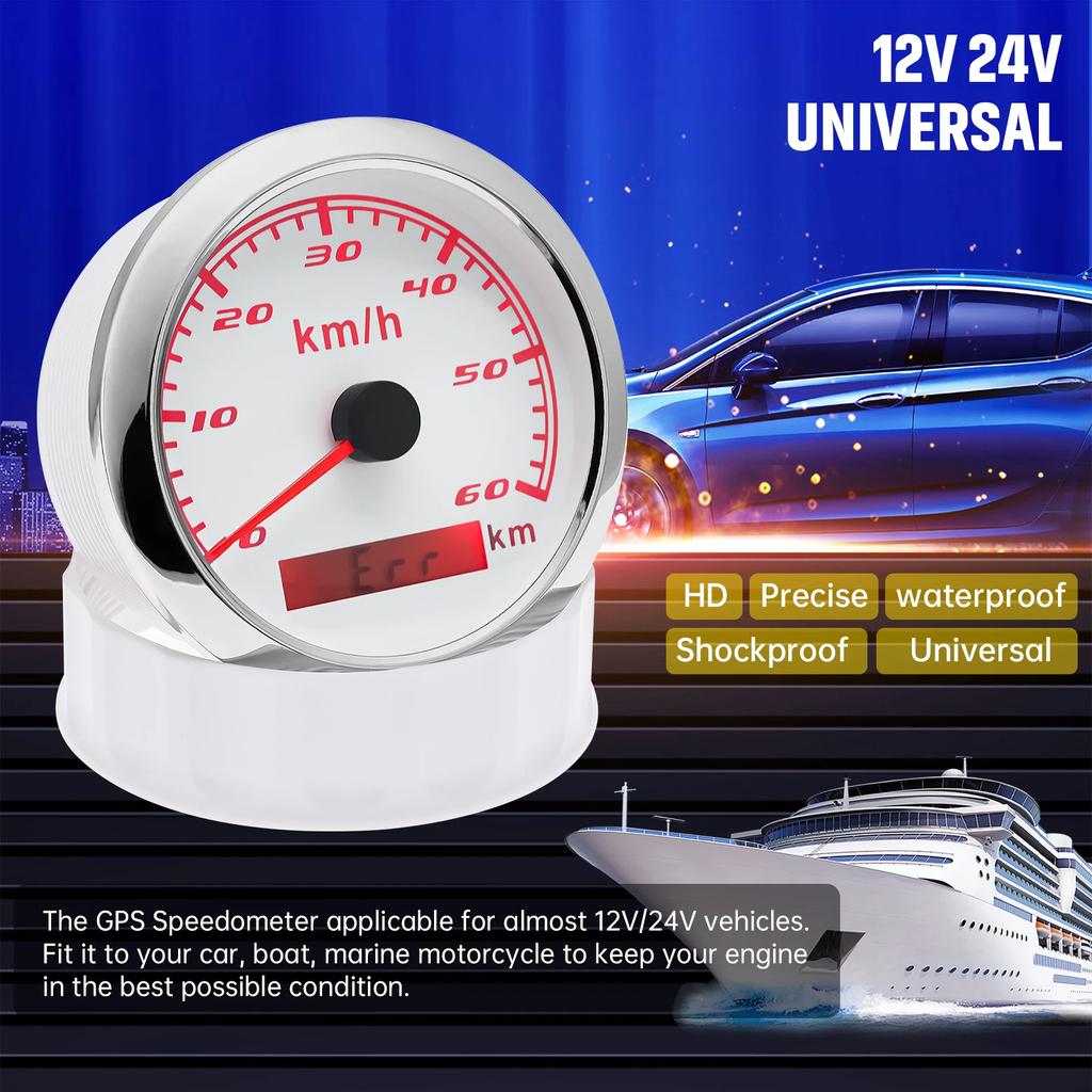 85mm GPS Tacho 7 Farben LED 0-60KMH 0-120KMH Geschwindigkeitsmesser mit GPS Antenne für Marine Auto Boot Yacht Autozubehör