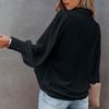 Women Loose Solid Color Button Down Shirt with Pleated Lantern Sleeves