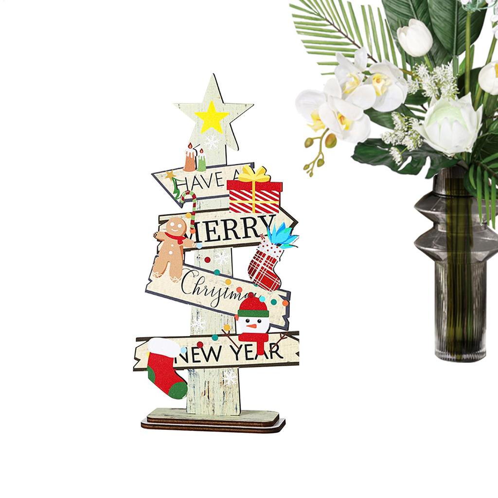 Wooden Christmas Trees Tabletop Decoration Farmhouse Table Centerpiece Christmas Tabletop Decoration Table Centerpiece Scene
