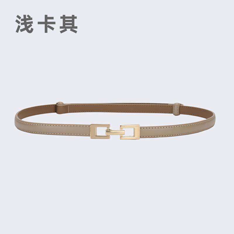 Leather Pair Buckle Adjustable Thin Belt Decoration With Skirt Waist Free Punching Small Belt