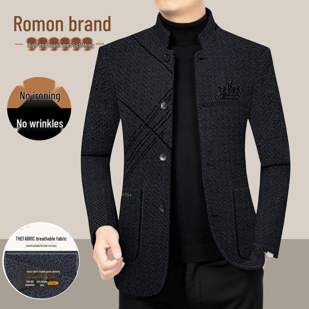 LOMON Men's Wool Jacket: Business Casual Autumn Outerwear for Middle-aged & Young, Plus Size, High-end Dad's Style.