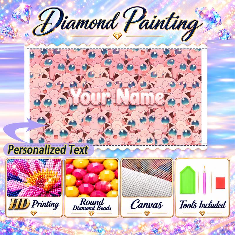 Personalized Jigglypuff Diamond Art Custom Name 5D Diamond Painting Full Drill DIY Craft