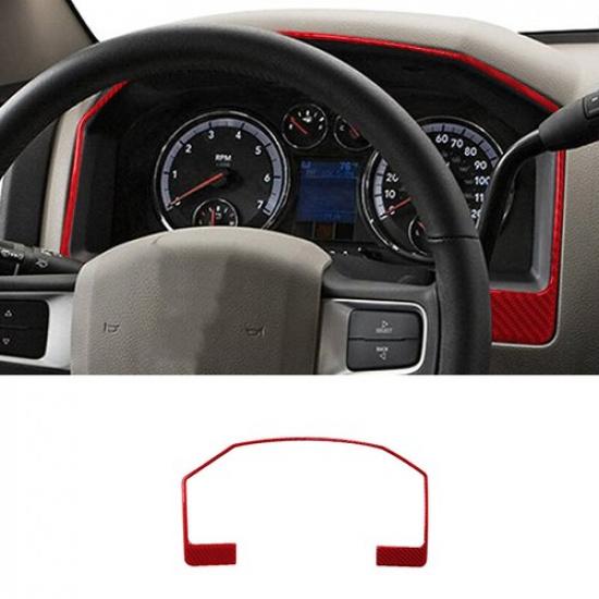 Red Carbon Fiber Front Dashboard Cover Sticker For Dodge RAM 1500 2009-2012