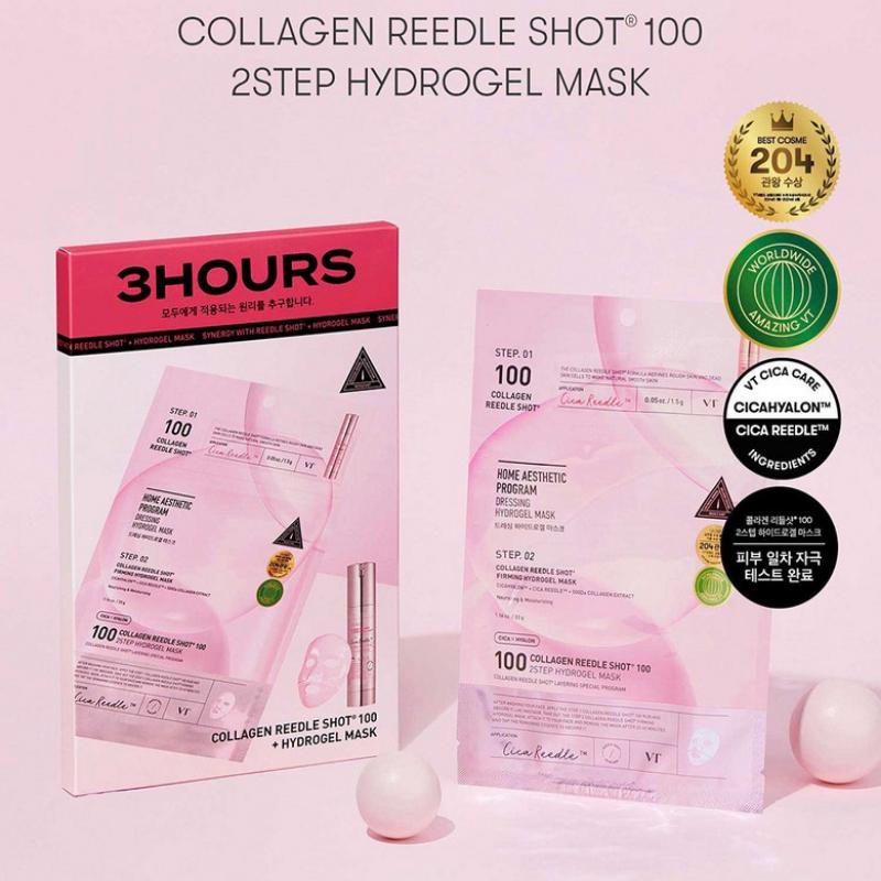 VT COSMETICS Collagen Reedle Shot 100 2 Step Hydrogel Mask 23g*4EA