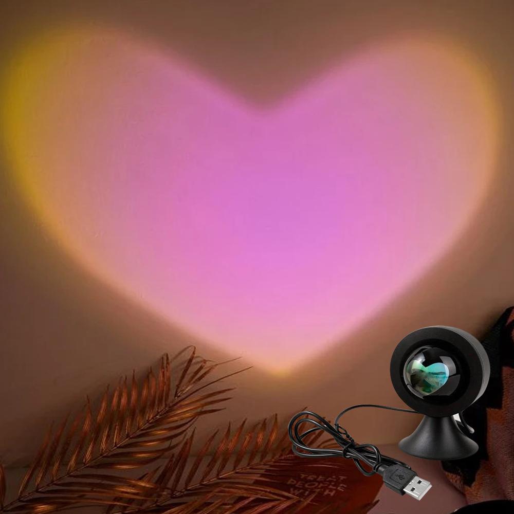 Sunset Light Love Projector Night Light Sunset Projection LED Desk Lamp Bedroom Atmosphere Rainbow Light Decorative Light