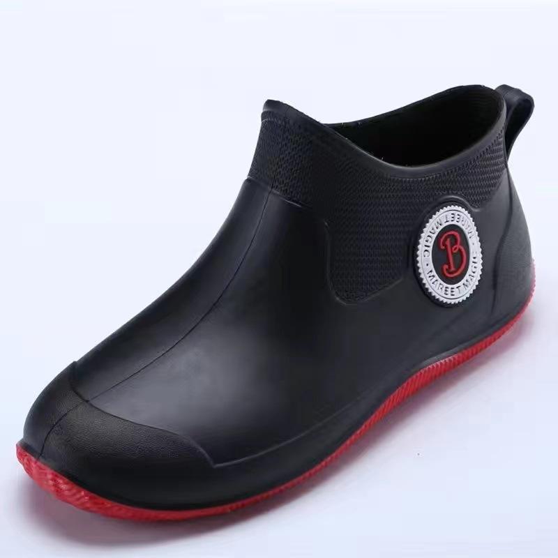 Fashion Rain Boots Waterproof Shoes Men's Tide Medium and Short Boots Wear Fleece Warm Non-slip Rain Shoes Women's Fishing Shoes Glue Shoes