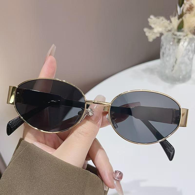 Fashion Metal Small Frame Oval Sunglasses New Women'S Summer Sunscreen Photography Eyeglasses Men Eyeglass Uv400