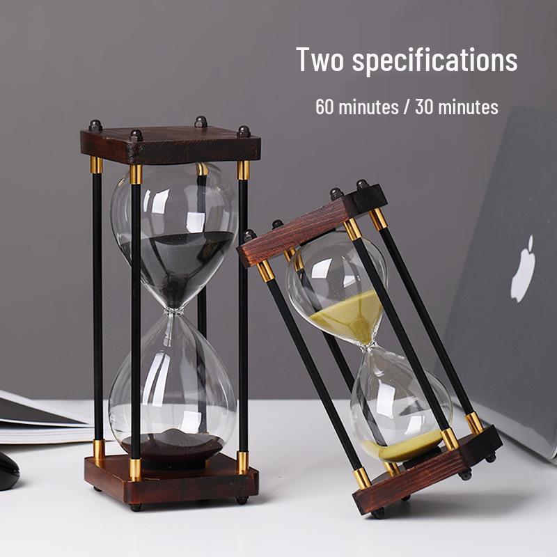 Engravable Creative Wooden Hourglass Timer (30/60 Min) - Decorative Ornament and Perfect Gift for Home or Office.