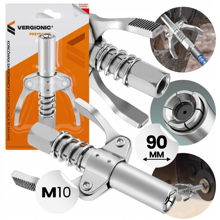 Self-locking grease gun tip 90mm