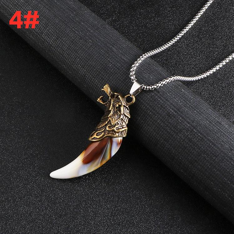 Men's Wolf Tooth Pendant Necklace - Hip Hop Student Style, Retro Long Sweater Chain Accessory
