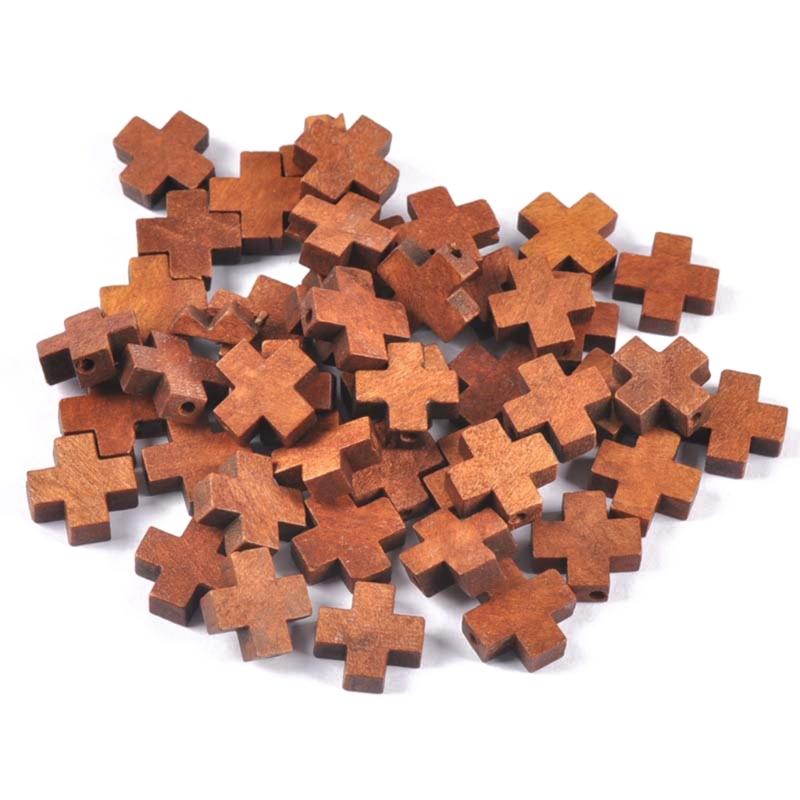 50 Pcs Natural Wood Crosses Pendant Jewelry Findings Fashion Small Crosses Charm Hanging Decoration Jewelry Accessories