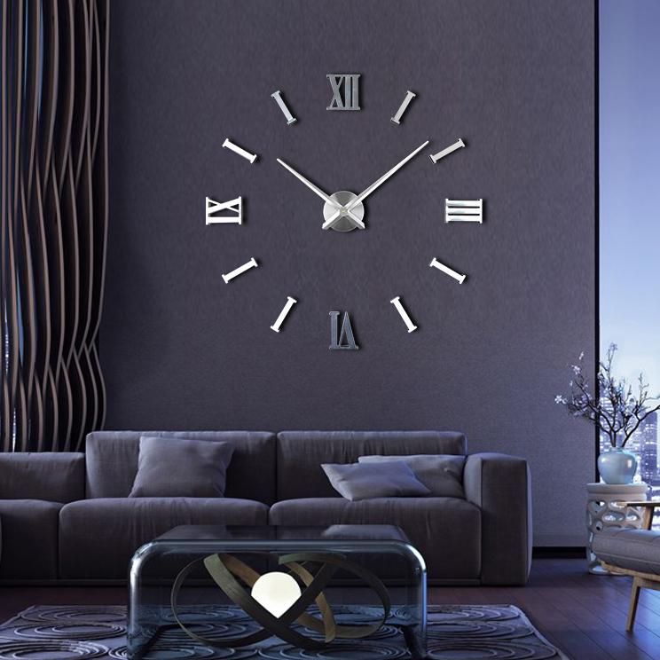 Living Room Black Fancy Large DIY 3D Frameless Acrylic Mirror Sticker Art Home Decor Unique Gift Modern Luxury Wall Clocks  Wall