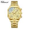 Original CHENXI Watch Fashion Multi-functional Calendar Quartz Luminous Gold Stainless Steel Waterproof Square Watches For Men