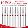 Rounded Top Cone Bit Diamond Nail Drill Bit Set 10PCS Nail Milling Cutters for Cuticle Cleaning Nail Edge Shaping Nail Prep Filing Nail File Bit Sets