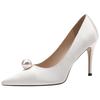 Fashion 2025 New Wedding Shoes Women Pearl Buckle Red High Heels Stiletto Bridesmaid White Bridal Shoes Black Work Shoes
