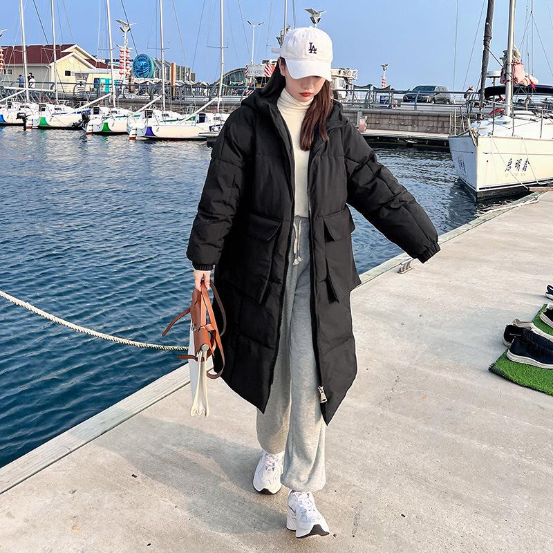 

Milk Yellow Eiderdown Cotton-padded Jacket Girls Long Coltsfoot New Korean Version of Bread and Clothing Loose Padded Coat. L