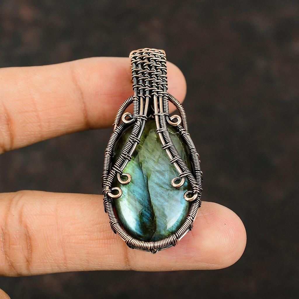 Labradorite Pendant Copper Wire Wrapped Pendant Handmade Pendant Gemstone Jewelry Birthday Gift For Her Copper Jewelry Labradorite Jewelry