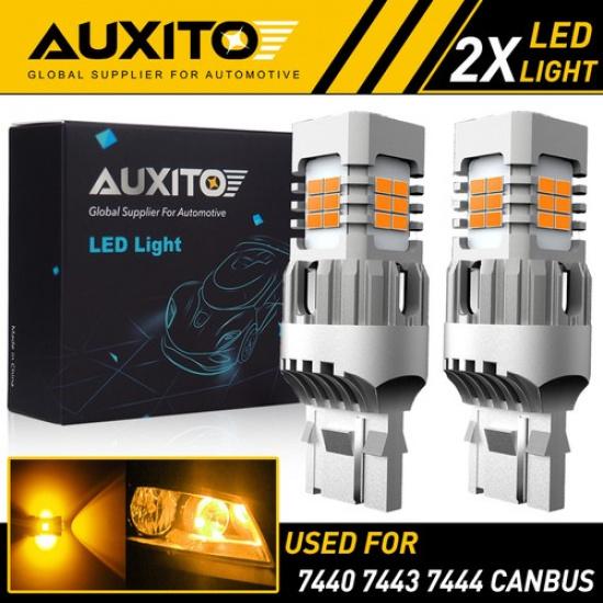 Amber 7443 7440 LED Turn Signal Light Bulbs No Hyper Flash Canbus EAO