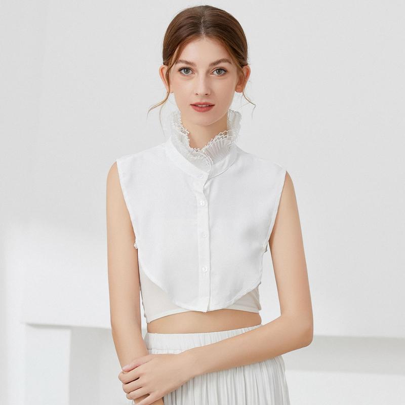 Elegant White Layered Doll Collar Half Shirt Blouse Detachable False Collar Ruffled High Neck Sweater Decorative Collar