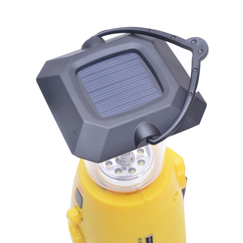 Solar-Powered LED Camping Lantern with Hand-Crank Generator Radio