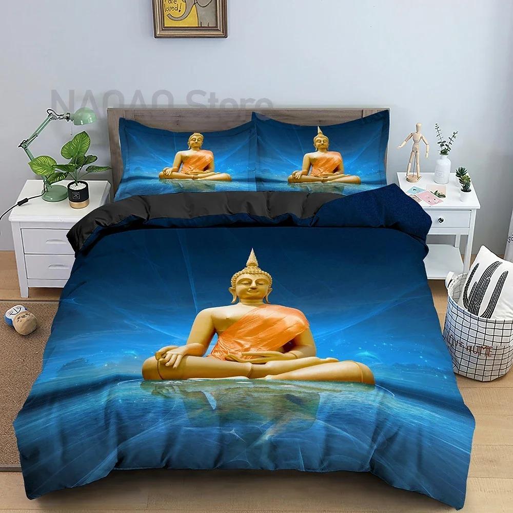 Familien Buddha Bettwäsche Set Mandala Bettbezug Luxus Twin King Size Bettwäsche Sets Bohemian Bettwäsche 23 Teile mit Kissenbezug Golden